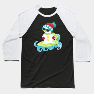 Christmas Snowman, Carrot Nose, Surfing Board, Hat Baseball T-Shirt